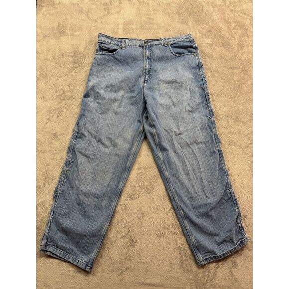 Y2K Evolution Jeans Mens‎ Measured 39x31 Light Blue Denim Baggy Streetwear Faded - Picture 1 of 8